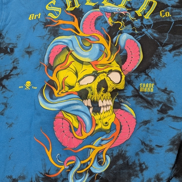 Sullen art hoodie medium skull snake blue black smokey cloudy appearance (p1) - Picture 8 of 9